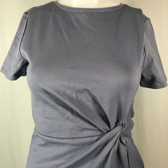 Express Shirt Womens Sz XS Purple Knot Front Short Sleeve Fitted - Picture 3 of 10